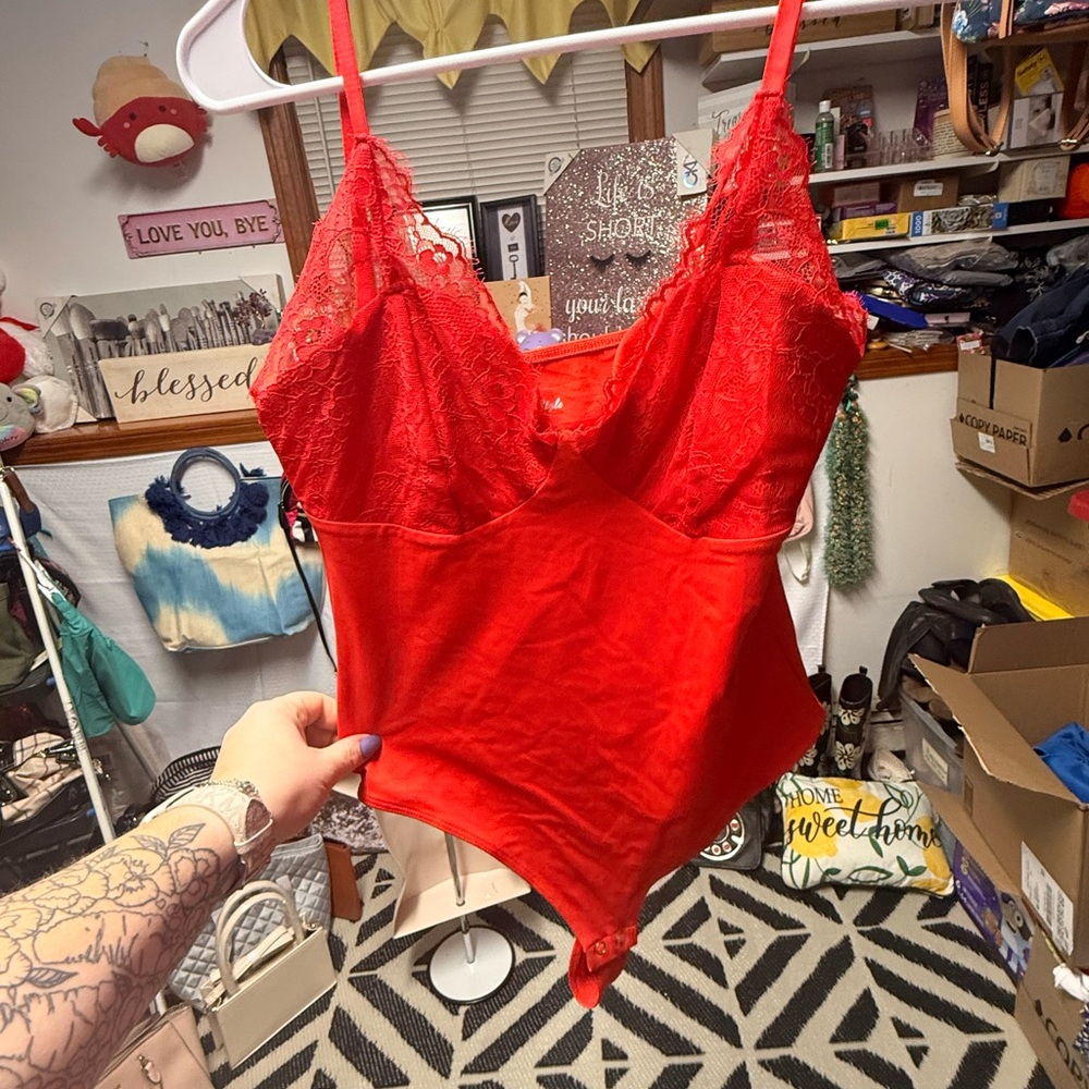 Red Lace Bodysuit